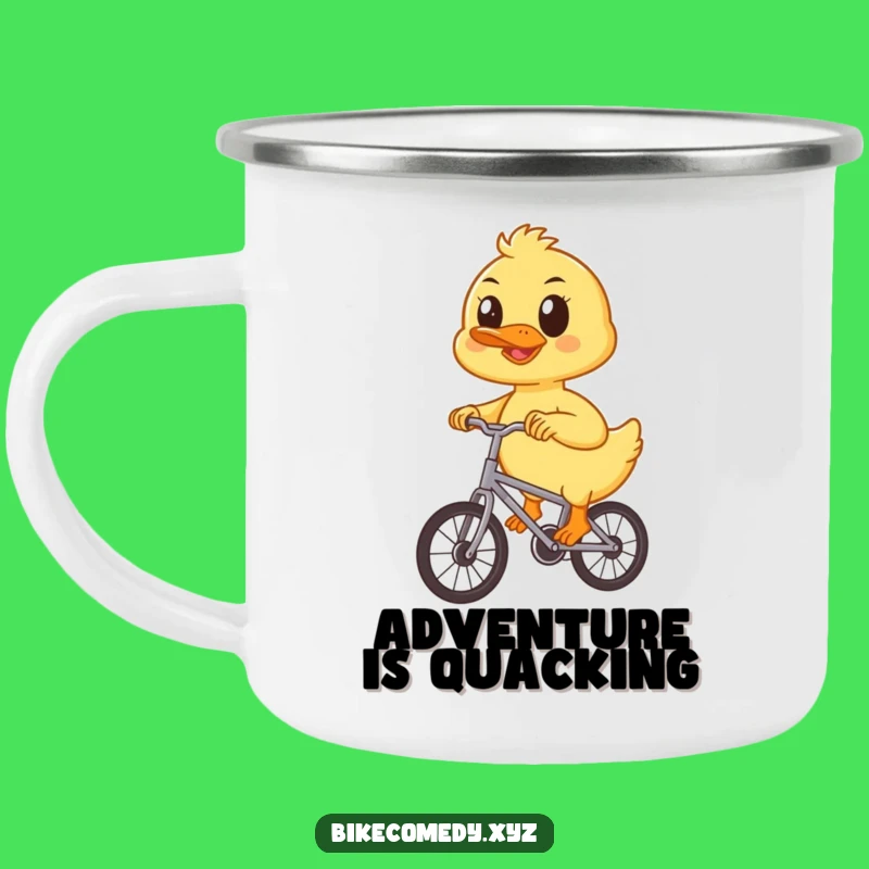 Funny Duckling Bicycle Camping Mug: Determined Outdoor Adventures