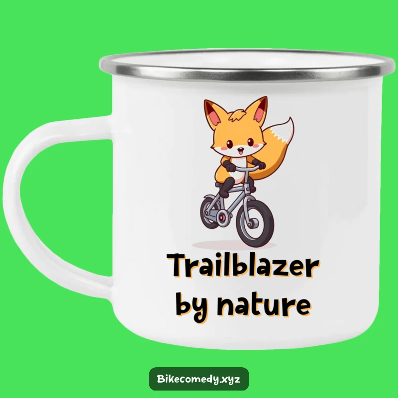 Funny Fox Wheelie Camping Mug: Outdoor Adventures with a Bicycle Trickster