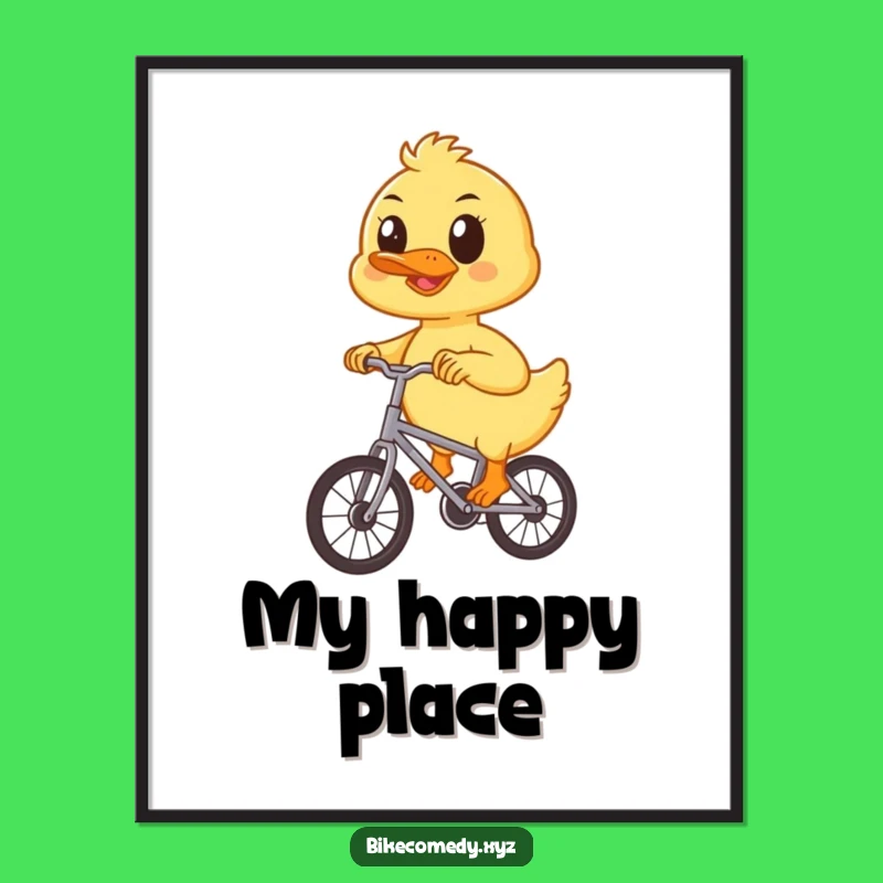 Funny Duckling Bicycle Digital Art: Instant Download of Determined Cuteness