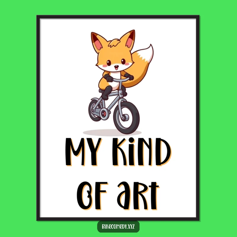 Funny Fox Wheelie Digital Art: Instant Download of Bicycle Shenanigans