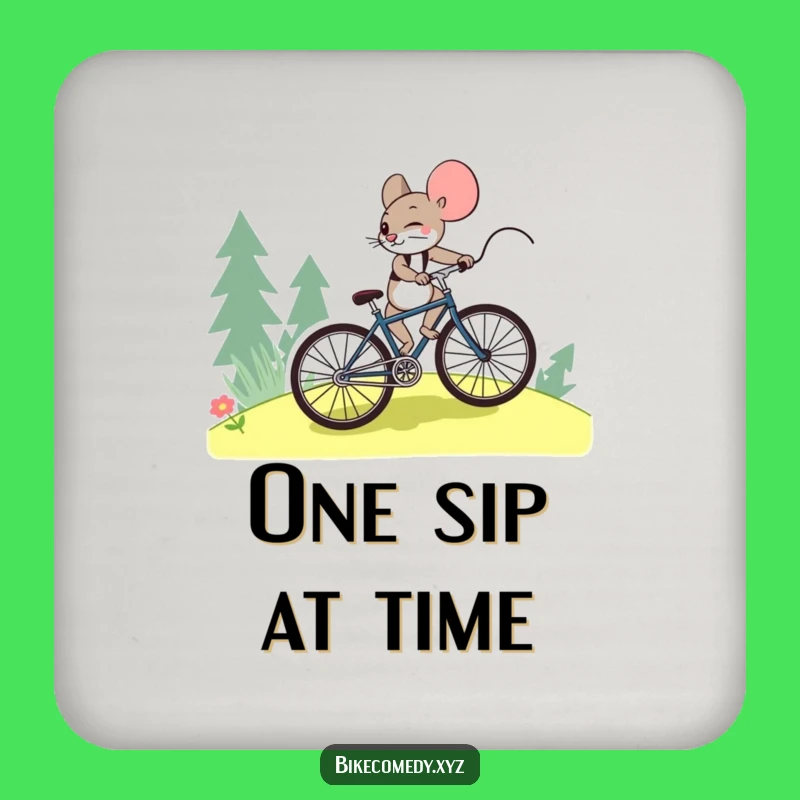 Funny Mouse Bicycle Drink Coaster: Protect Surfaces with Uphill Spirit
