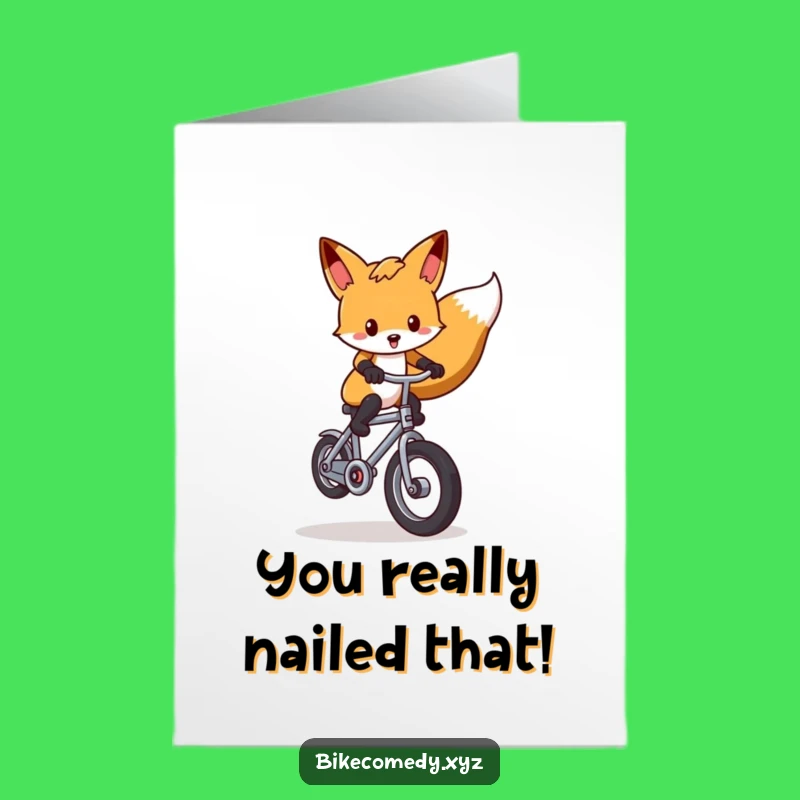 Free Printable Fox Wheelie Congrats Card: Awesome Downloadable Gift for Any Win