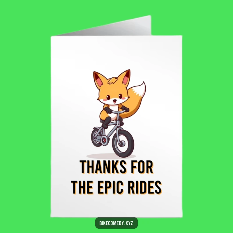 Free Printable Fox Wheelie Thank You Card: Funny Downloadable Gift for Appreciation