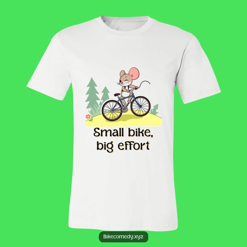 Funny Mouse Bicycle T-Shirt: Determined Uphill Ride Tee for Go-Getters